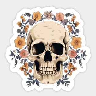 Skull with flowers Sticker